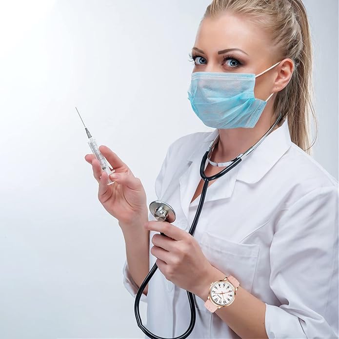 BOFAN Nurse Watch for Medical Professionals,Students,Doctors with Easy to Read Dial,Second Hand and 24 Hour,Soft and Breathable Silicone Band,Water Resistant