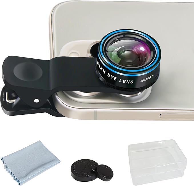 Fisheye Lens 235° Phone Camera Lens, Fish Eye Lens for iPhone 14 13 12 X XR Pixel Samsung Smartphone,Clip on Cell Phone,Funny Photos
