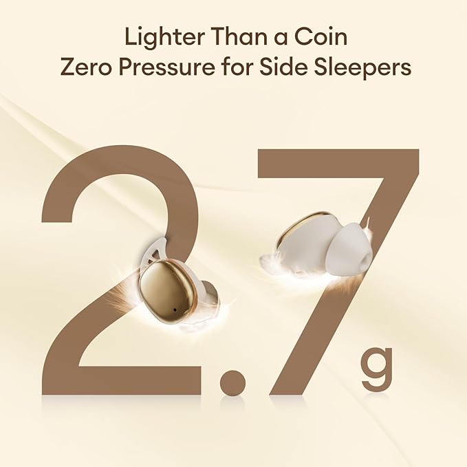 PAXA Sleep Headphones for Side Sleepers, Sleep Invisible Earbuds with Vibration Charging Case Wireless Bluetooth 6.0, Soft Silicone Mini Earbuds for Sleeping, Snoring Noise Isolation, S13 Beige