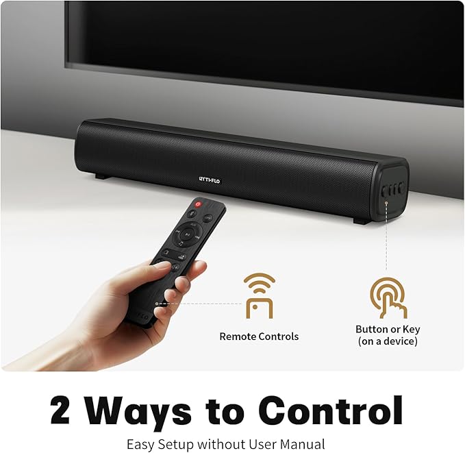 Sound Bar for Smart TV, 16'/60W Soundbar with Impactful Bass, Dynamic Light and Remote Control, Wall Mountable TV Speakers with Bluetooth/Optical/3.5MM AUX for Gaming/PC/Projector