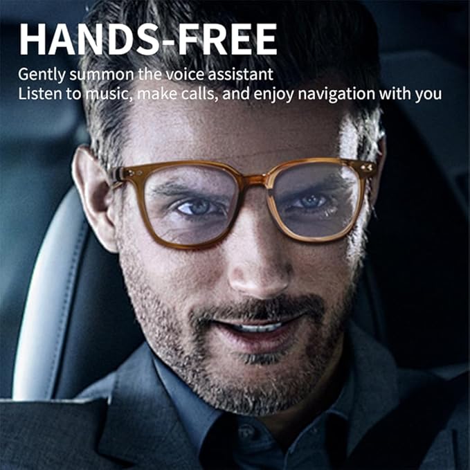 Smart Glasses Bluetooth Audio Sunglasses for Men Women with Dual Stereo Speakers, Open Ear Music &HD Calling, Touch &Voice Assistant, UV Protection—Transparent