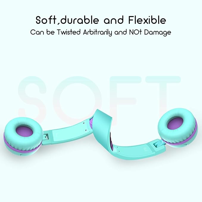 V1 Kids Headphones, Wired Stereo Foldable Tangle-Free 3.5mm Adjustable On-Ear Headphones for Kids for School/Toddlers/Childrens/Teens/Boys/Girls/Ipad/Tablet/Kindle/Phones/Travel/Plane (Green)