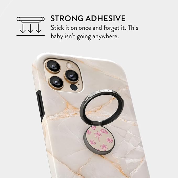 BURGA Cell Phone Ring, Holder Grip and Stand - Finger Phone Grip for Back of Smartphone Case, Kickstand 360 Rotation, Universal Ring for iPhone Samsung Galaxy Huawei Google Pixel, Stylish Accessories
