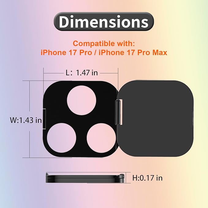 Phone Camera Lens Cover Compatible for iPhone17 Pro/17 Pro Max,Privacy & Security Protector with Strong Adhesive, Black - 2 Pack