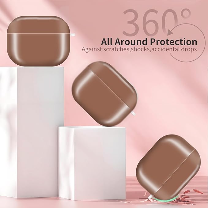 AirPod Pro 3 (2025) Case Cover for Women, Cute Shockproof Protective Case with Gold Round Buckle, Anti-Drop Design Compatible with Apple AirPods Pro 3rd Generation (USB-C Cable) Taupe
