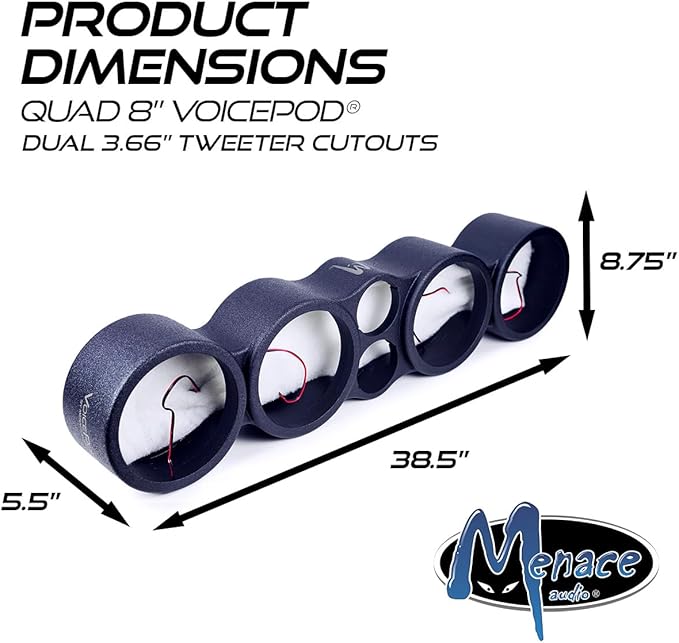 MENACE AUDIO® Quad (4) 8" with 2 x 4 Tweeters Empty Midrange Enclosure