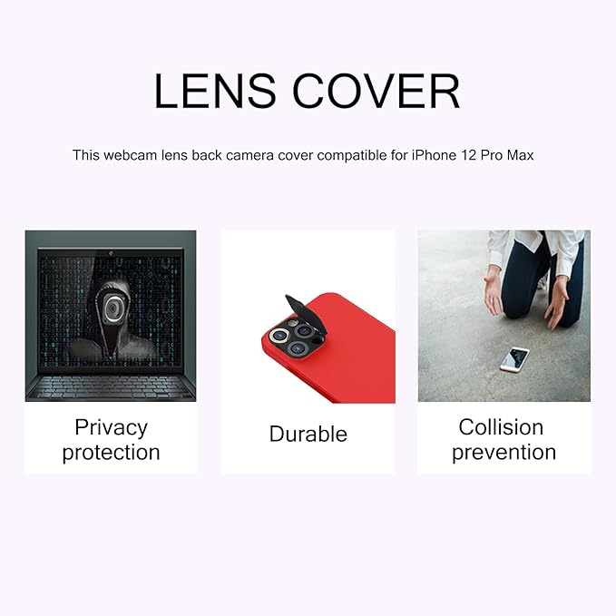 Phone Camera Lens Cover Compatible for iPhone 12 Pro Max, Camera Lens Protector to Protect Your Privacy and Security,Strong Adhesive,Just Compatible for iPhone 12 Pro Max,2 Pack