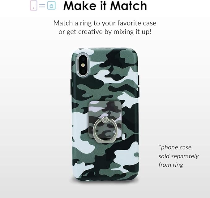 Velvet Caviar Cell Phone Ring Holder - Finger Ring & Stand - Improves Phone Grip Compatible with iPhone, Galaxy and Most Cases (Except Silicone/Leather) - Green Camo