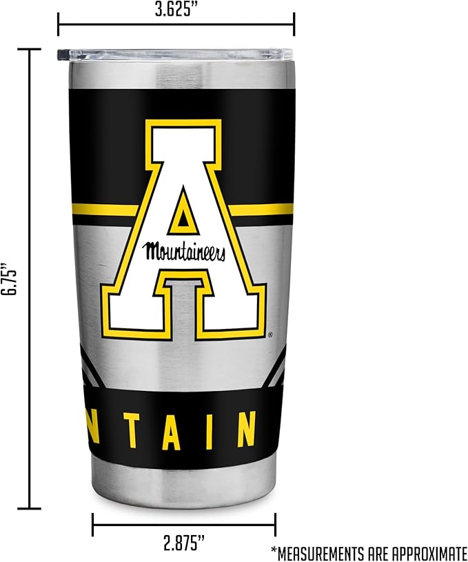 Rico Industries NCAA 20oz Stainless Steel Tumbler with Lid - Great For Coffee, Tea, Water or Cocktails