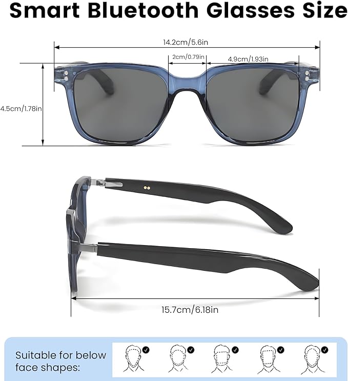 AI Translation Smart Glasses with Chat GPT for Men& Women, Bluetooth 5.4 Sunglasses with Translator 100 Languages& Accents,Multifunctional Outdoor UV Protection Glasses for Travel Trade Business-Gray