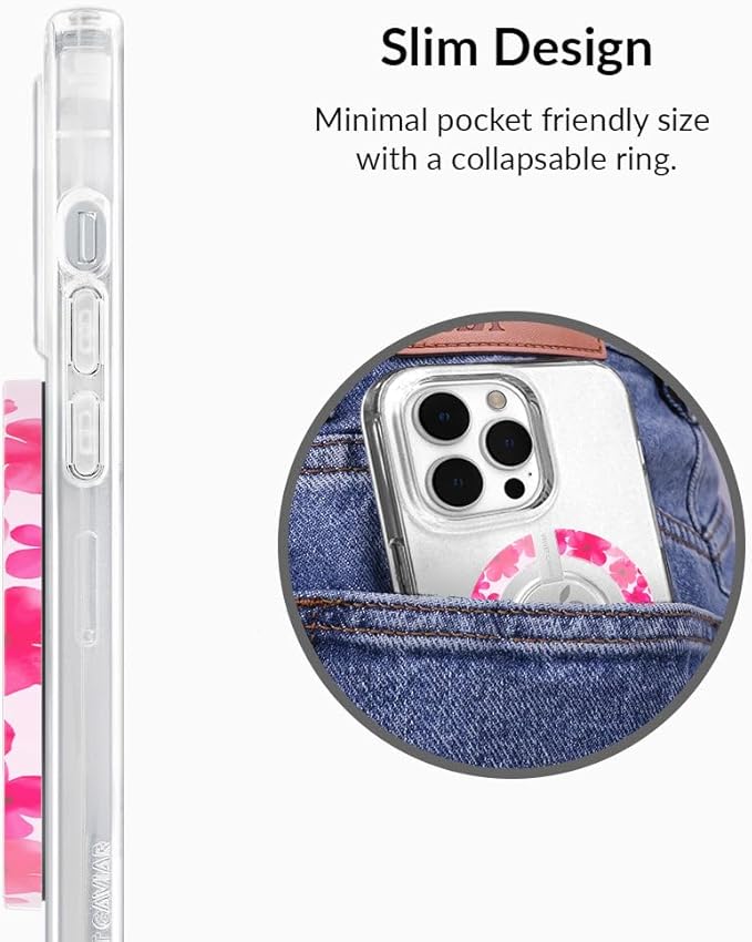 VELVET CAVIAR Compatible with MagSafe Phone Grip - Magnetic Ring Holder with Adjustable Stand - Removable MagSafe Accessories for iPhone 16, 15, 14, 13, 12 (Cherry Blossom)