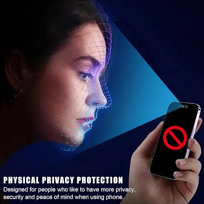 Front Camera Cover Compatible for iPhone 17/17 Air/17Pro/17Pro Max/16/16Plus/16Pro/16Pro Max/15/15Plus/15Pro/15Pro Max/14Pro/Pro Max,On/Off Face Recogition,Protect Privacy and Security-Silver&Silver