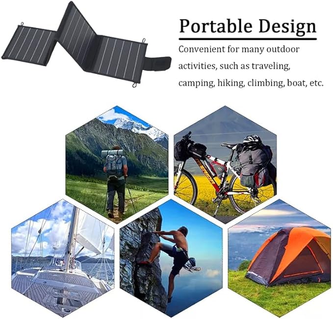 20W Portable Solar Charger Foldable Solar Panel with Type C and USB A for Camping Backpacking Travel Fast Charging IP65 for iPhone,iPad,Power Bank,Camera,Power Station