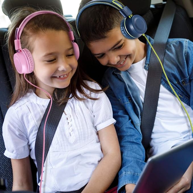 M2 Kids Headphones Wired Headphone for Kids,Foldable Adjustable Stereo Tangle-Free,3.5MM Jack Wire Cord On-Ear Headphone for Children/Teens/Girls/School/Kindle/Airplane/Plane/ (Blue)