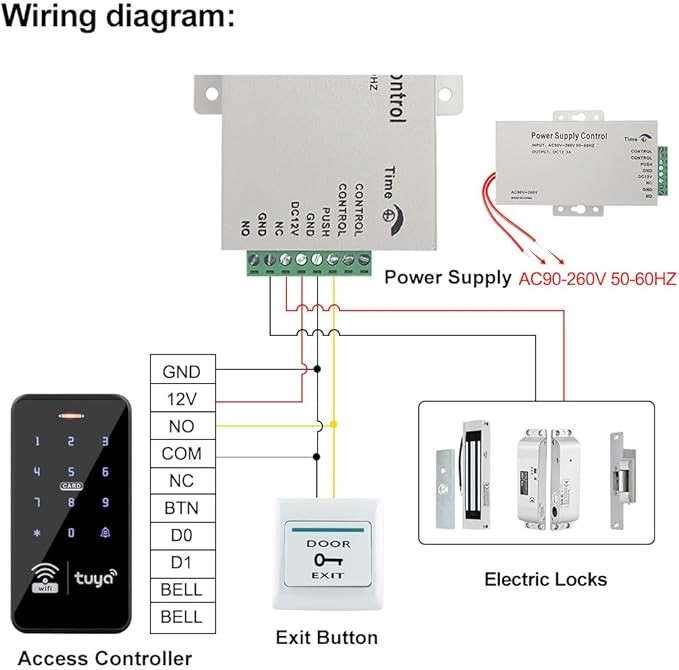 WiFi Access Control Keyboard, Tuya App, Dual Frequency 125 kHz/13.56 MHz, Backlit, WG26/34