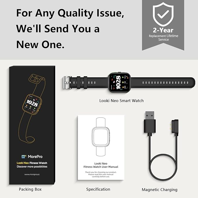 MorePro Smart Watch (Answer/Make Call), 1.83” Health Fitness Watch with Heart Rate, Blood Pressure,SpO2 and Sleep Monitor, 100+ Sports Modes, IP68 Waterproof Fitness Tracker for Men Women
