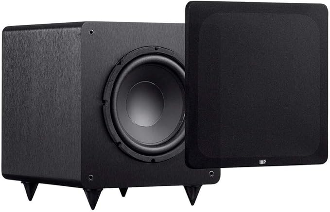 Monoprice SW-10 150 Watt RMS (300 Watt Peak) Powered Subwoofer 10in, Ported Design, Variable Phase Control, Variable Low Pass Filter, for Home Theater