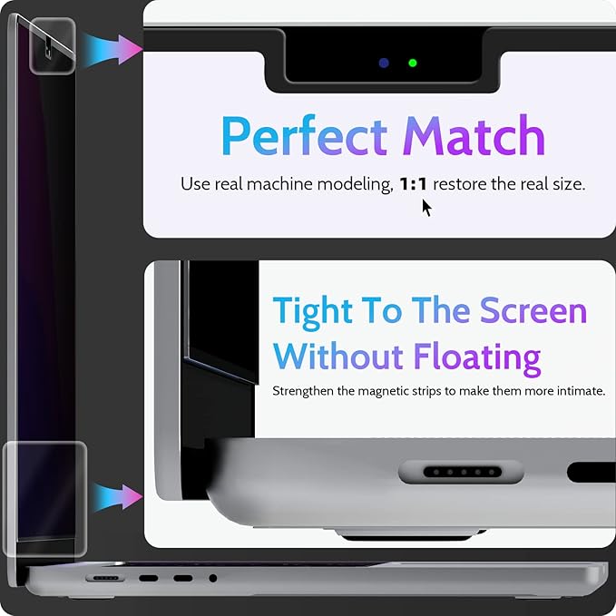 Magnetic Privacy Screen for MacBook Pro 16 Inch (2021-2026, M1, M2, M3, M4, M5), 16inch Removable Matte Anti Blue Light Glare Private Filter Protector for Mac Pro 16.2" Laptop
