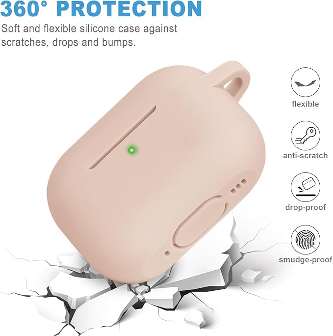 Silicone Compatible with AirPods Pro 2 Case 2022/2023, Soft Cover Flexible for AirPods Pro 2nd Generation for Women Girls with Keychain - Milk Tea