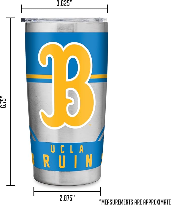 Rico Industries NCAA 20oz Stainless Steel Tumbler with Lid - Great For Coffee, Tea, Water or Cocktails