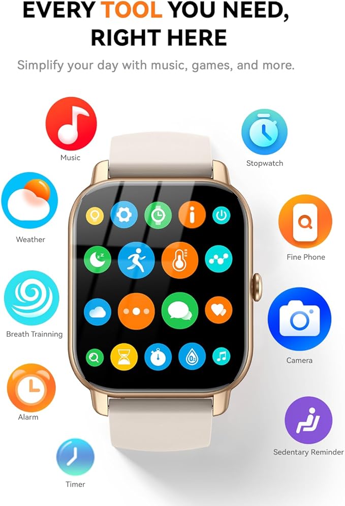 Smart Watches for Women(Answer/Make Call),1.85 inch HD Fitness Tracker Watch with Activity Counter/Sleep Monitor/ 110+ Sports Modes, IP68 Waterproof Smart Watch for Andriod iPhone iOS Compatible,Gold