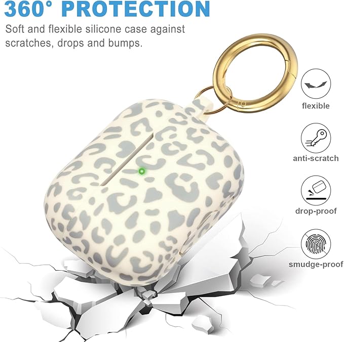 Leopard Silicone Compatible with AirPods Pro 2 Case 2022/2023, Gawnock Soft Case Compatible with AirPods Pro 2nd Generation Print Women Girls with Keychain - #Beige Leopard/Cheetah