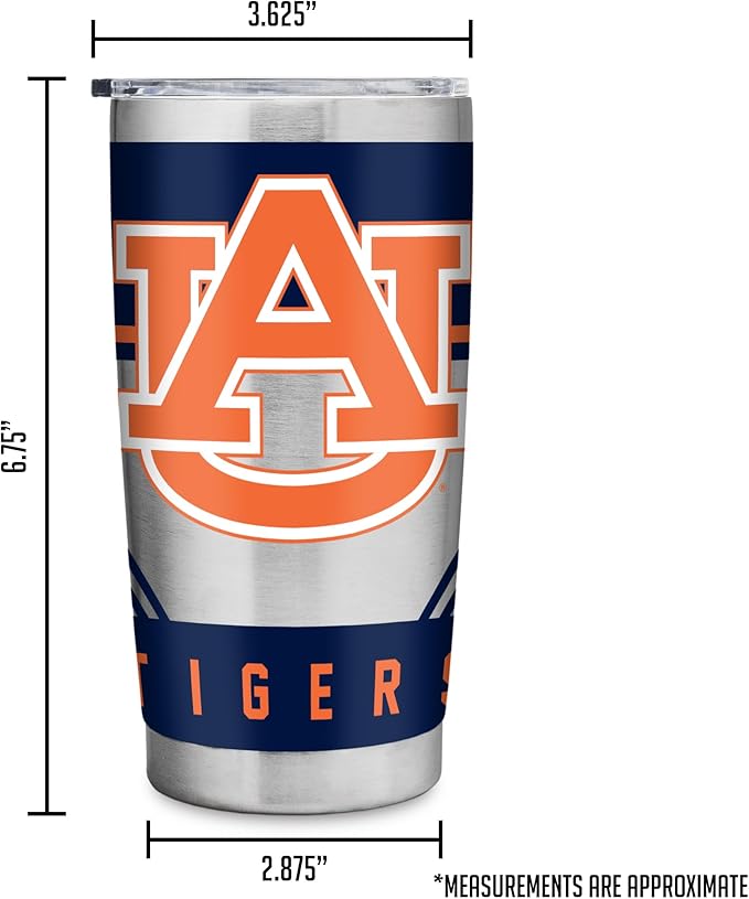 Rico Industries NCAA 20oz Stainless Steel Tumbler with Lid - Great For Coffee, Tea, Water or Cocktails