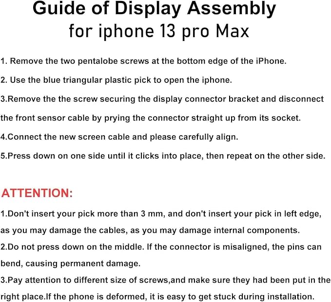 LL TRADER Screen Replacement for iPhone 13 Pro Max 6.7" LCD Retina FHD Display COF Touch Screen Digitizer with Repair Tool Kits, Waterproof Tape, Screen Protector (Truetone programable) new for USA