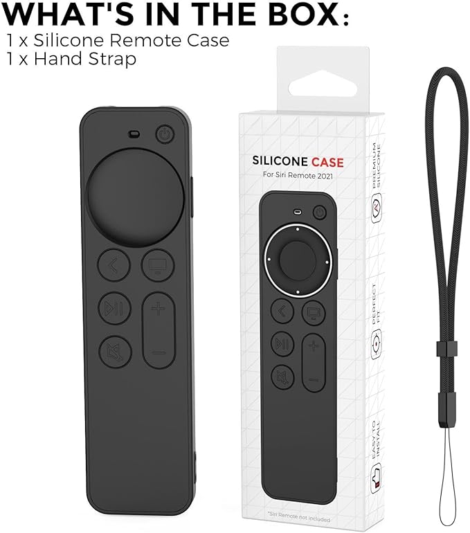 LJFLYXRI Silicone Case Compatible with The 2021/2022 Apple TV Siri Remote (2nd Gen/3rd Gen), Anti-Slipping Durable Full Protection Perfect Access, Shock Absorption Washable Case (Black)