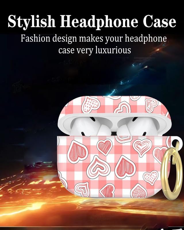 Compatible with AirPod Pro 2nd/1st Generation Case Cover with Key Chain,Full Protective Shockproof Wireless Headphone Case for Airpod Pro 2023/2022/2019(Pink Heart)