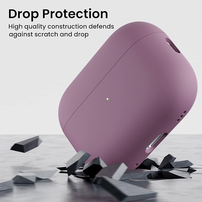 ORNARTO Compatible with AirPods Pro 2 Case 2022, Full Protective Hybrid Silicone for AirPods Pro 2nd Generation Case, Front LED Visible Skin Cover-Lilac Purple