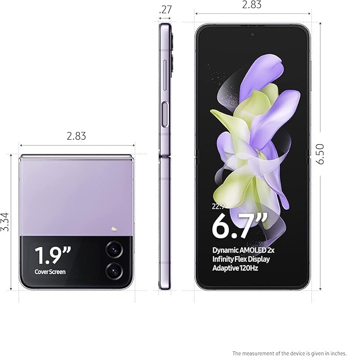 Samsung Galaxy Z Flip 4 5G, US Version, 256GB, Bora Purple - AT&T (Renewed)