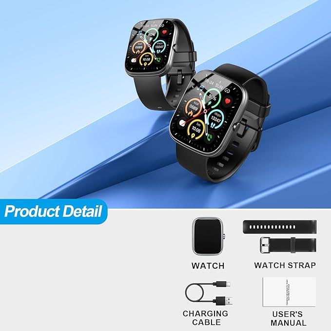 Smart Watch for Men Women, 1.91"Smartwatch with Answer/Make Call, Fitness Tracker with 100+ Sport Modes, Watches IP68 Waterproof/Heart Rate/Sleep Monitor/Pedometer, Activity Tracker for Android iOS