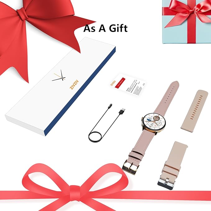 1.43” Women's Smart Watch, AMOLED Display, Work with Android/iPhone, Waterproof IP68, Long Battery Life, Fitness & Health Tracker, Heart Rate Monitor, Step Counter, Track Your Workout, Run and More