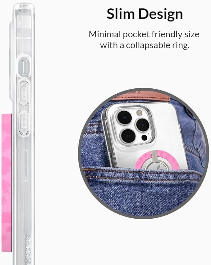 VELVET CAVIAR Compatible with MagSafe Phone Grip - Magnetic Ring Holder with Adjustable Stand - Removable MagSafe Accessories for iPhone 16, 15, 14, 13, 12 (Hot Pink Leopard)