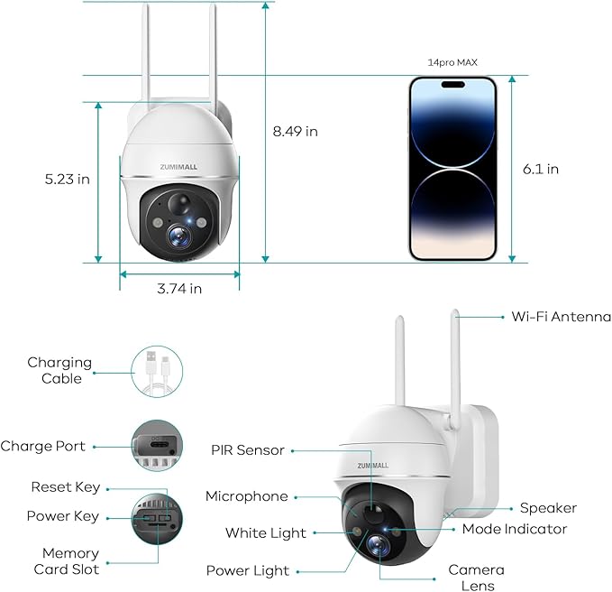 ZUMIMALL 2K Solar Security Cameras Wireless Outdoor 4-Pack – 360° View, Color Night Vision & AI Detection