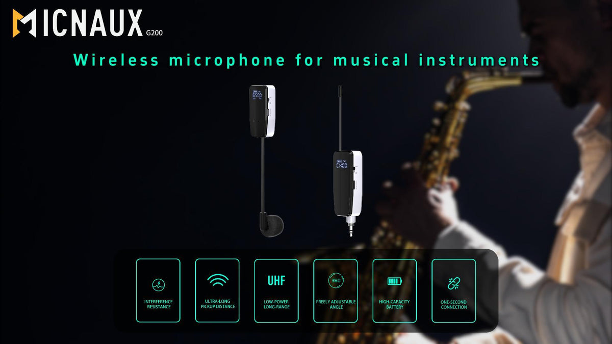 UHF Wireless Violin Microphone System, Rechargeable Clip-on Instrument Microphones with Transmitter and Receiver for Musicians, Teachers, Stage Performances, Active PA Systems - 98ft Range