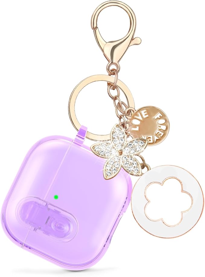 (with Safety Lock) Clear Case Compatible with Cute Apple Airpods 4 Cases 2024 Women, VISOOM Soft TPU Transparency Air pods 4 Gen Case iPods 4 Earbuds Case Girl Bling Keychain for Airpod iPod 4th Gen