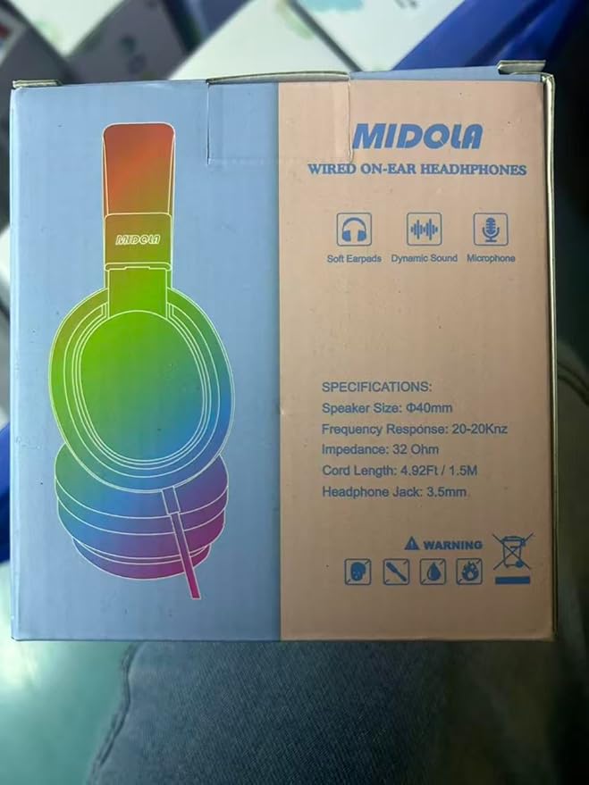 MIDOLA Kids Headphone Wired Volume Limited 85/94dB Over-Ear/On-Ear Foldable Headset with Microphone Hearing Protection Headphones for Toddler Boy Girl Child School Learning Pad Tablet Cyan