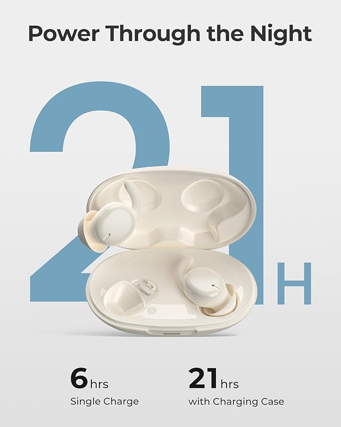 Lytmi CozySnug C1 Sleep Earbuds, Bluetooth 5.3 Noise-Blocking Sleep Headphones, App Control, Comfortable Fit, 3 Sizes of Ear Tips, 21H Playtime, Compact Design for Side Sleepers