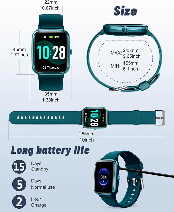 GRV Smart Watch for iOS and Android Phones (Answer/Make Calls), Watches for Men Women IP68 Waterproof Smartwatch Fitness Tracker Watch with Heart Rate/Sleep Monitor Steps Calories Counter (Gem Green)