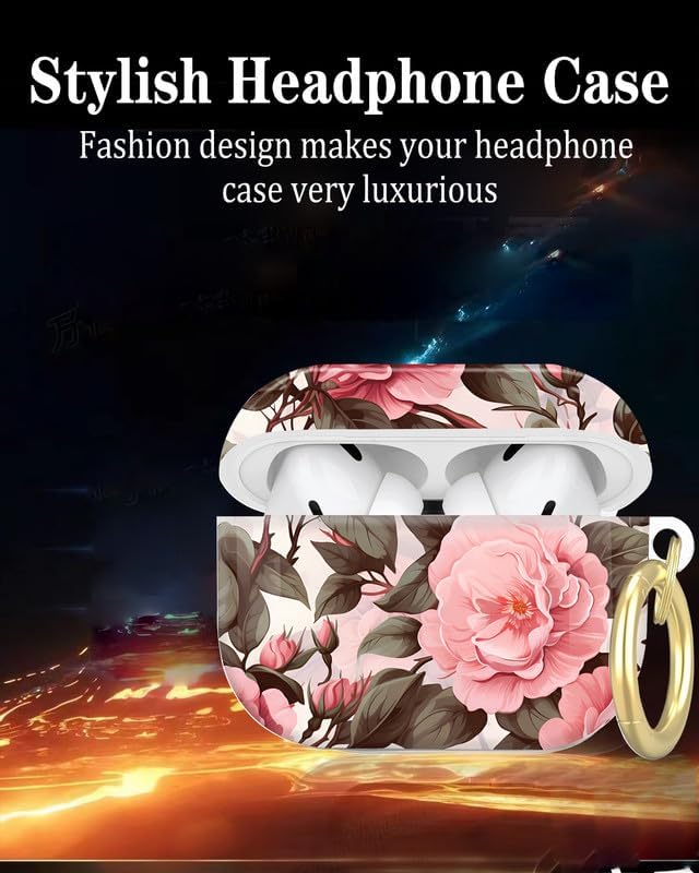 Compatible with AirPod Pro 2nd/1st Generation Case Cover with Key Chain,Full Protective Shockproof Wireless Headphone Case for Airpod Pro 2023/2022/2019(Pink Penoy)