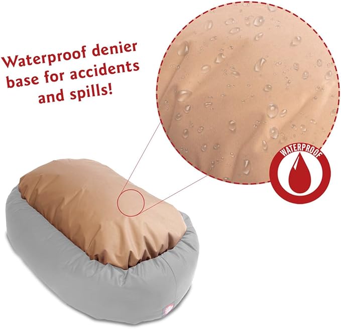 Majestic Pet 32 Inch Bagel Calming Dog Bed Washable – Cozy Soft Round Dog Bed with Spine Support for Dogs to Rest Their Head - Fluffy Donut Puppy Mat 32x23x7 (Inch) Medium – Gray