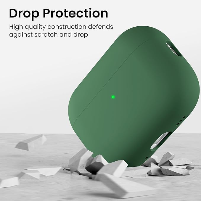 ORNARTO Compatible with AirPods Pro 3 Case 2025, Full Protective Hybrid Silicone for AirPods Pro 3rd Generation Case, Front LED Visible Skin Cover-Clover Green