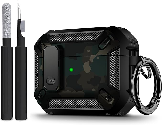 Maxjoy for AirPods Pro 3 Case (2025), Hard Shell Protective Cover Compatible with Airpods Pro 3rd Generation Case with Keychain Cleaner Kit for Men Women, Green Camo