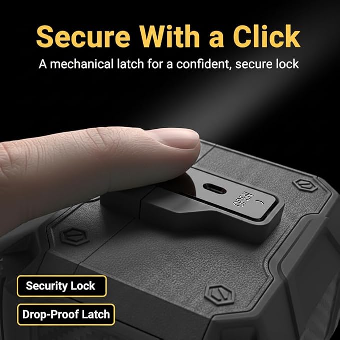 for AirPods Pro 3 Case, Secure Lock Magnetic Lid Cover with Keychain, Military Grade Shockproof Protective Case for Airpods Pro 3rd Generation, Wireless Charging & Front LED Visible,Black
