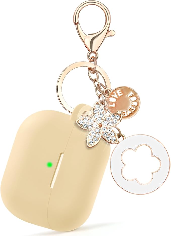Case Compatible for Apple Airpods 4 - VISOOM Airpods 4 Cases 2024 Cover Women Anti-Drop Silicone iPods 4 Earbuds Wireless Accessorie Charging Cases Girl Bling Keychain for Airpod iPods 4th Generation
