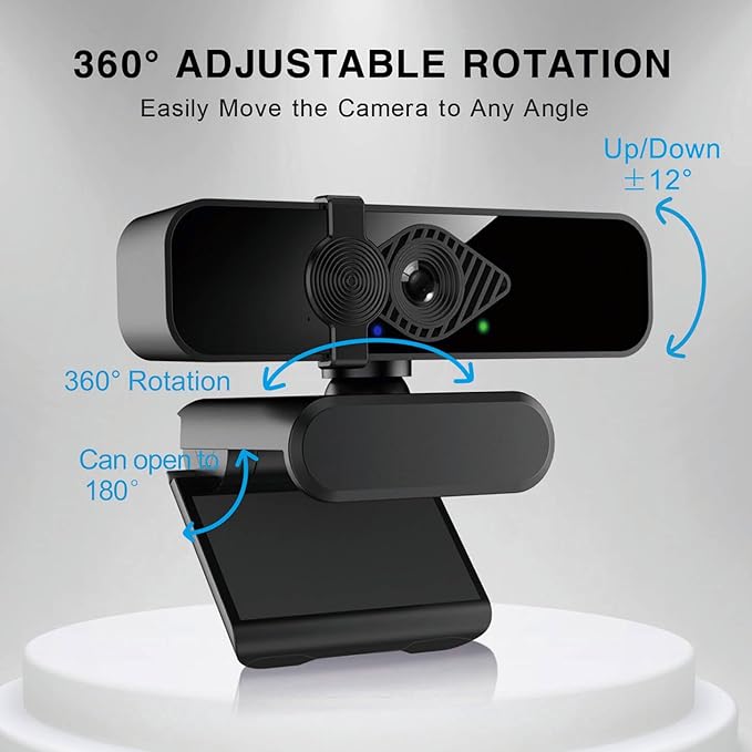 2K Ultra HD Webcam, Computer Camera for PC Monitor Laptop Desktop - External Web Cameras with Microphone, USB C Adapter, Privacy Cover for Video Conferencing, Streaming & Online Learning