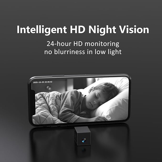 2025 Upgraded Mini Camera 5G WiFi Indoor Security 4K Nanny Cam for Home with App Control Motion Detection & Night Vision Wireless Rechargeable Baby Pet Camera