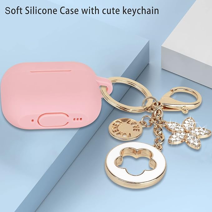 Case for Airpods Pro 2 Case with Cute Bling Keychain, Silicone Protective Case Cover for Airpods Pro 2nd Generation Case Earbuds Cases Women Girls
